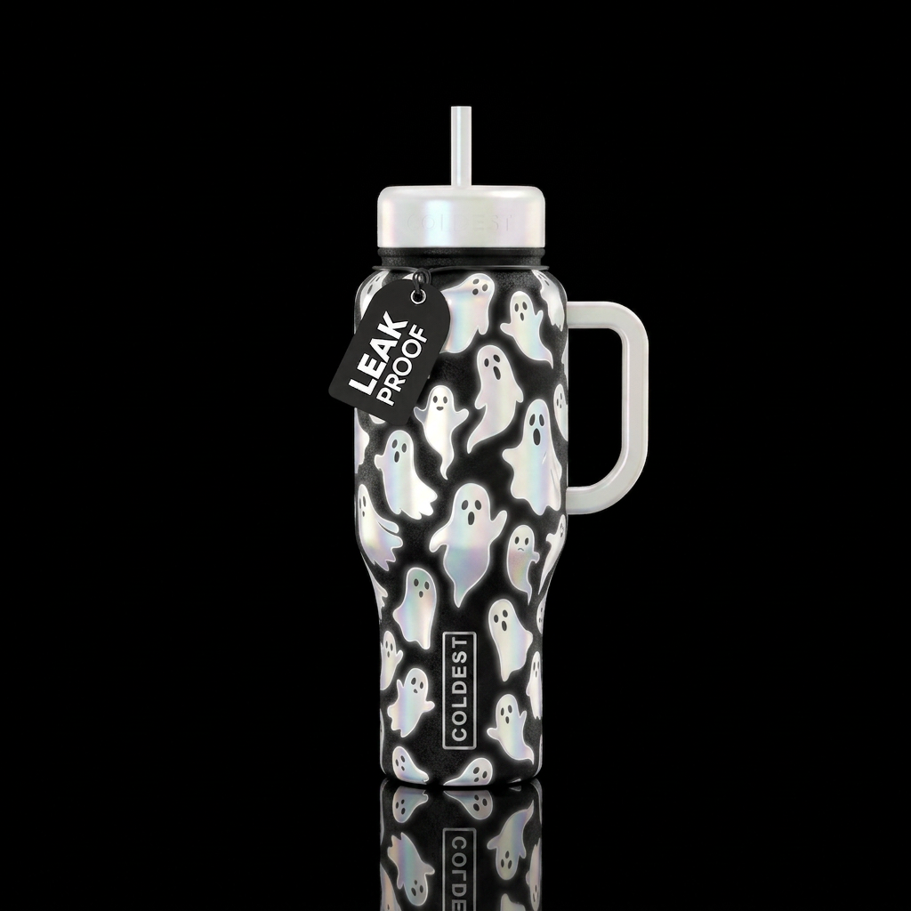 Glowie Ghosts water bottle design