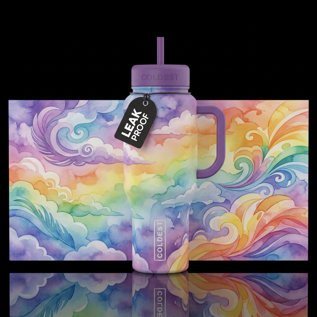 Rainbows water bottle design