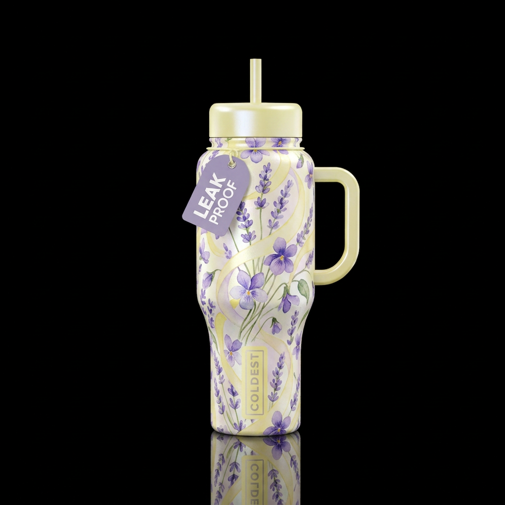 Violet water bottle design