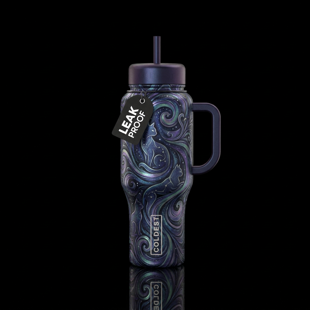 Mystical Cats water bottle design