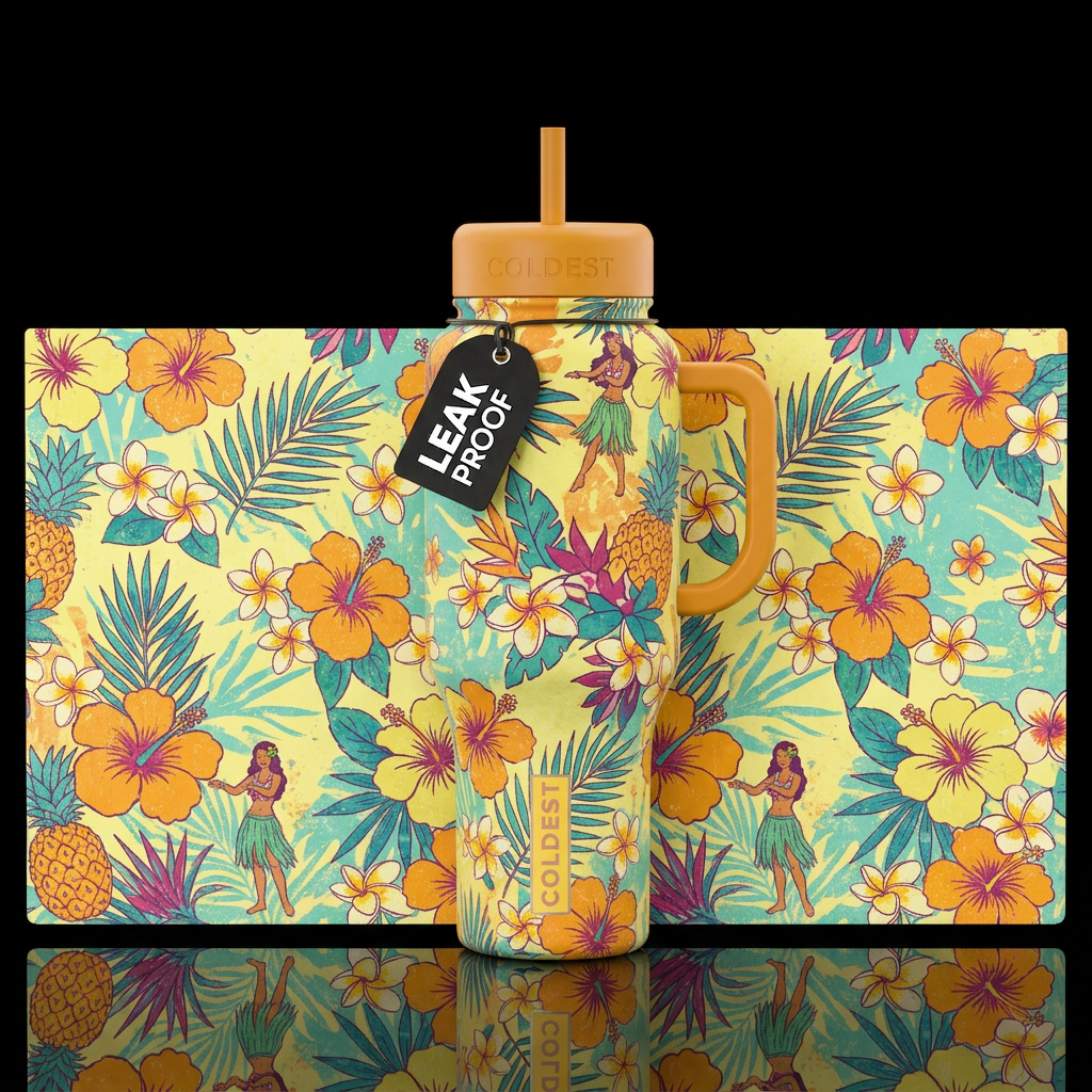 Hawaiian Shirt water bottle design