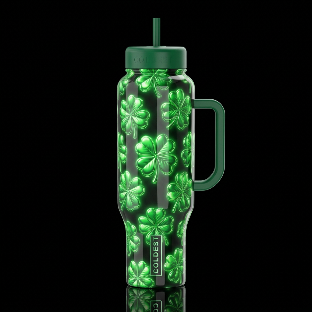 Glowie Shamrocks water bottle design