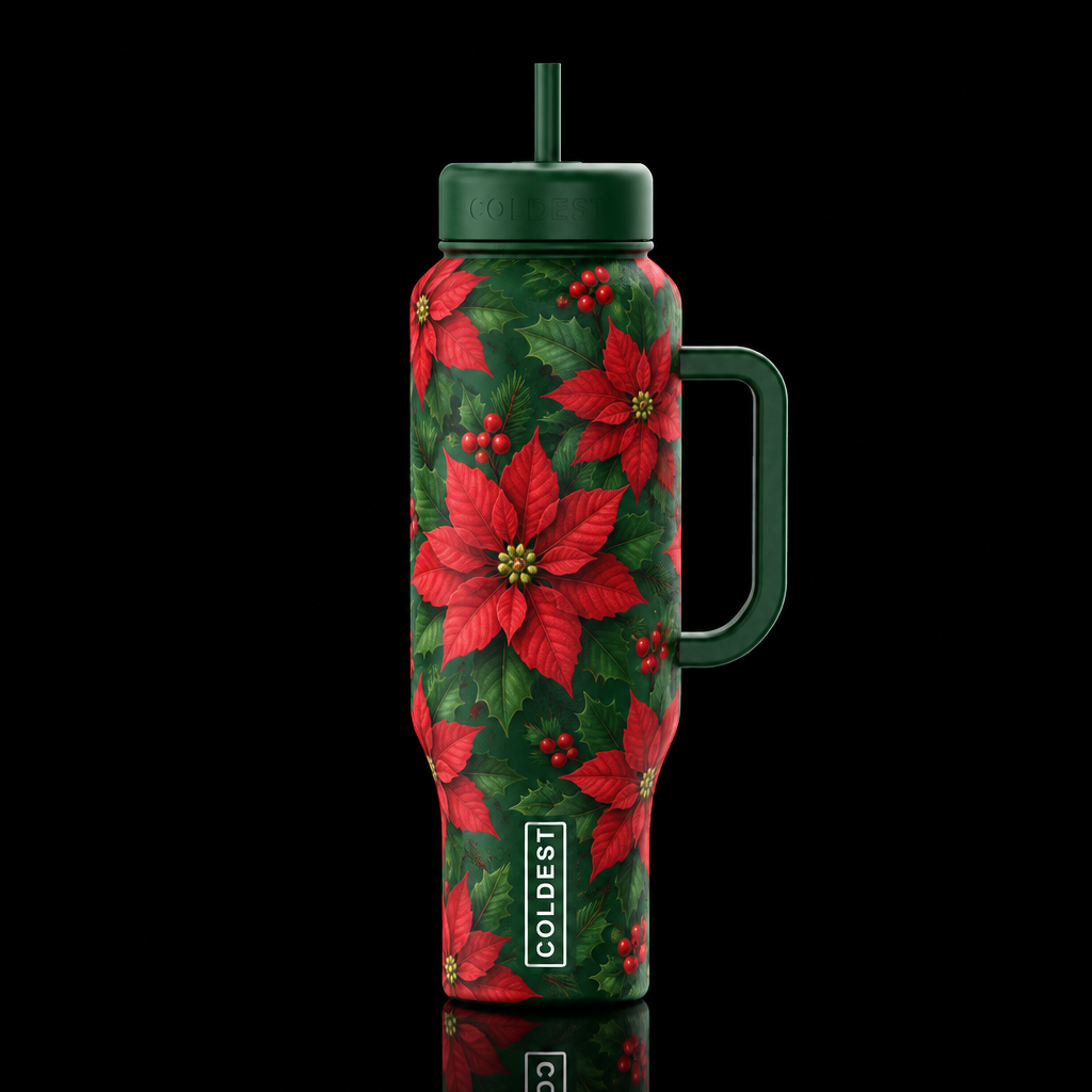 Poinsettias water bottle design