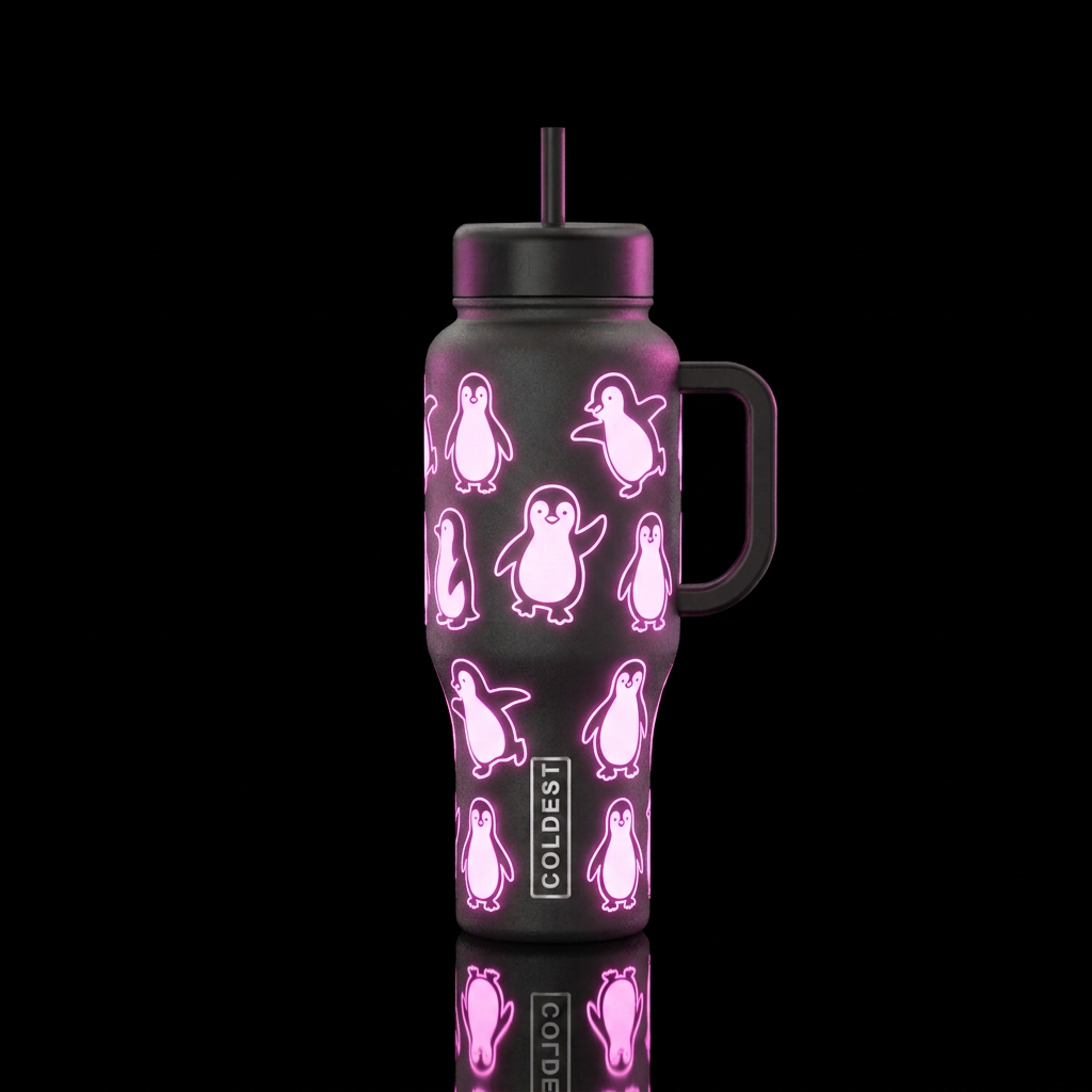 Penguins water bottle design