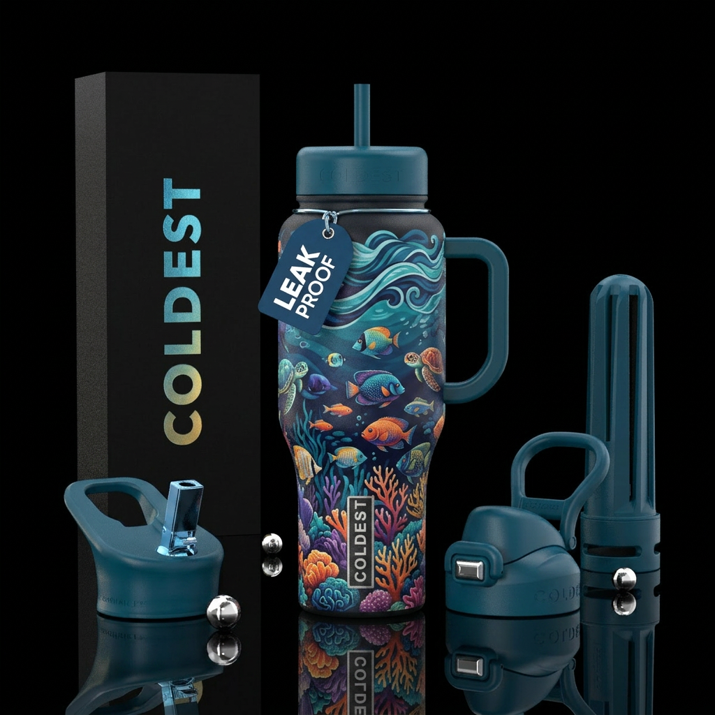 Full ocean theme water bottle design