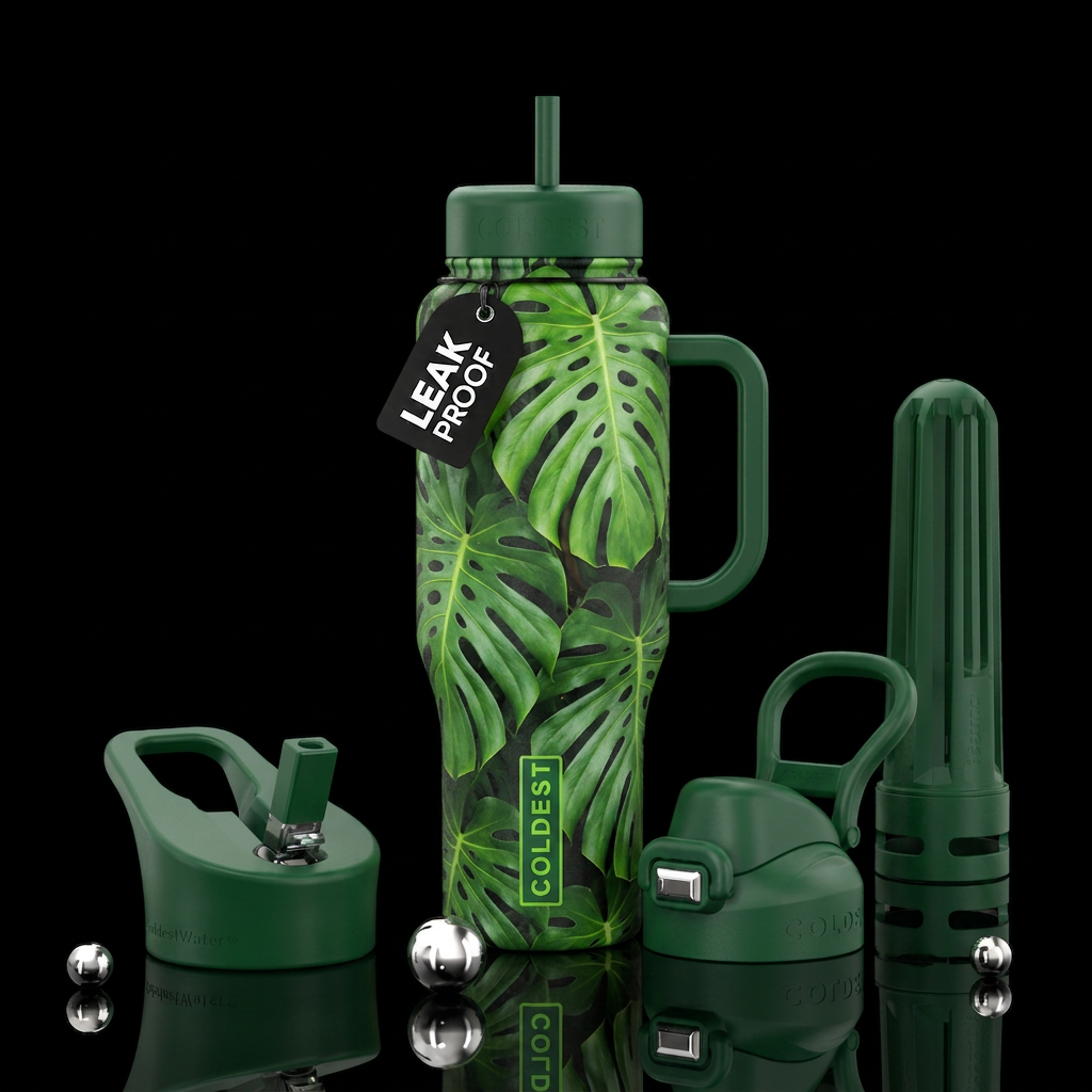 monstera water bottle design