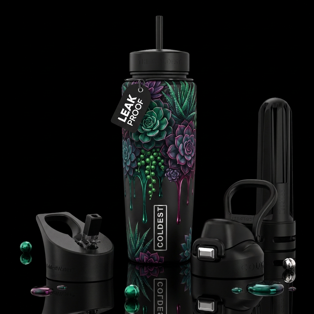 Dark Succulents water bottle design