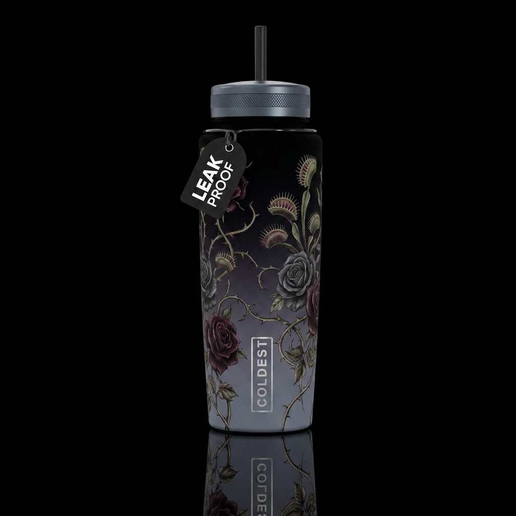 Dreadful Florals water bottle design