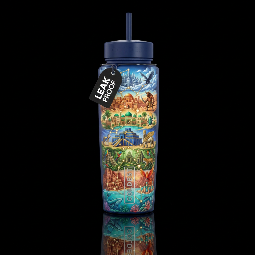 The Ancient Civilizations water bottle design