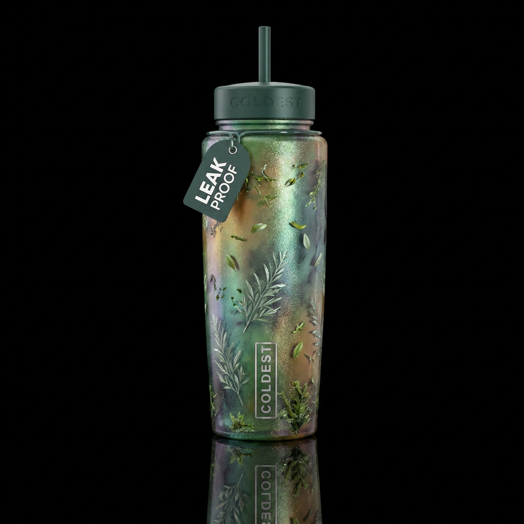 Shimmering Botanicals water bottle design
