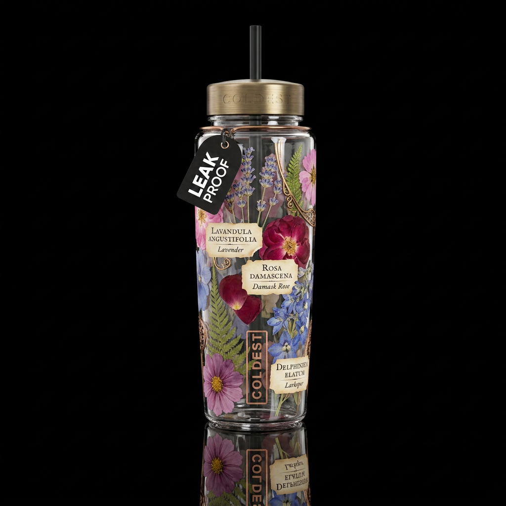 Vintage Flower Display water bottle design
