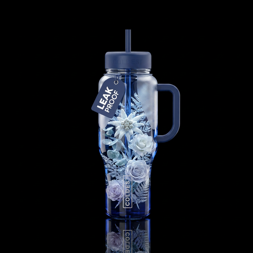 Frozen Flowers water bottle design