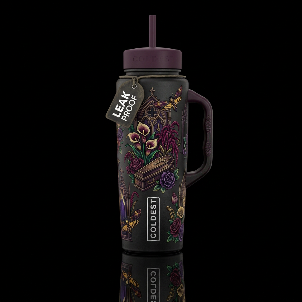 Gothic Funeral water bottle design