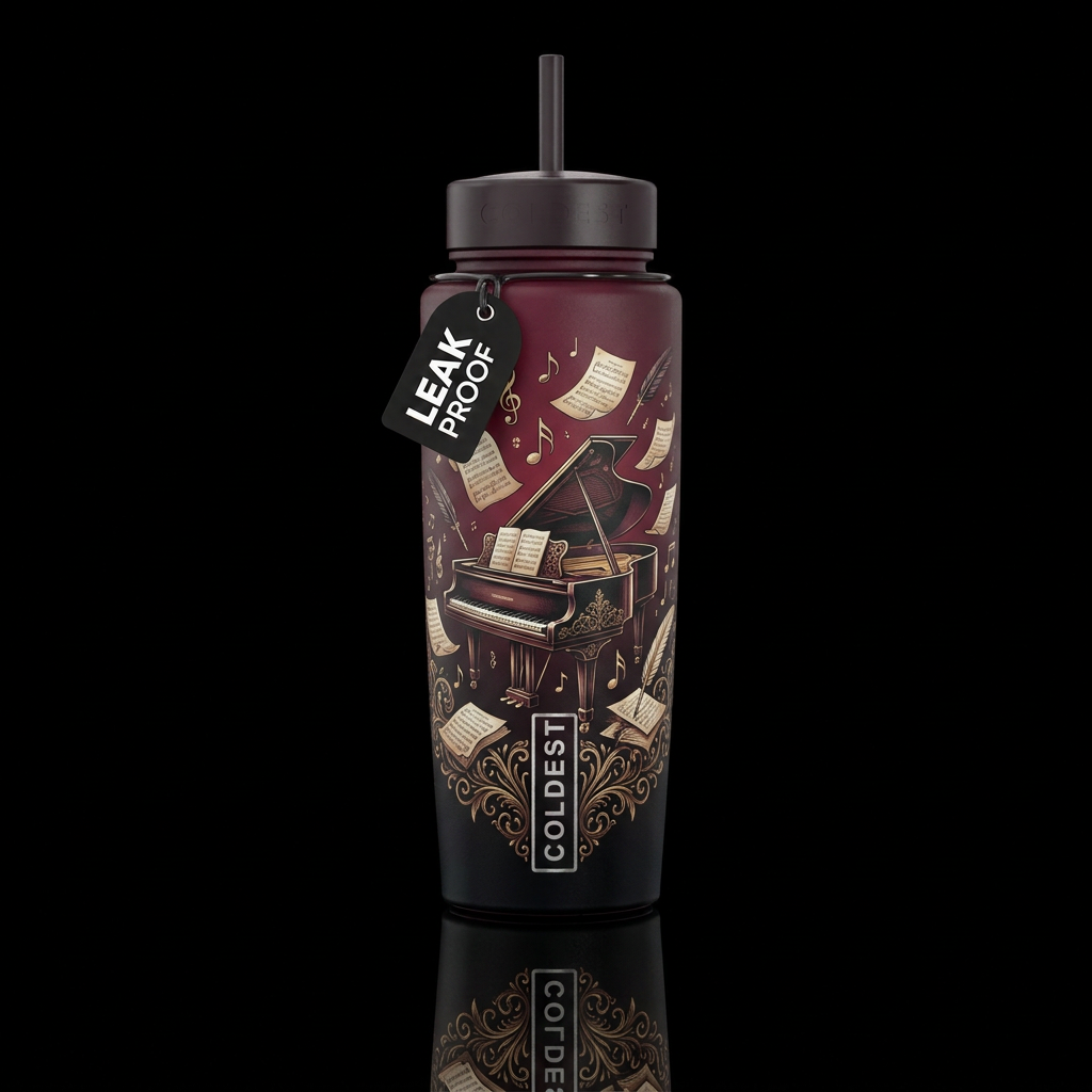 The Grandest Piano water bottle design