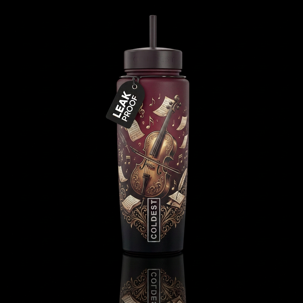 Romantic Cello water bottle design