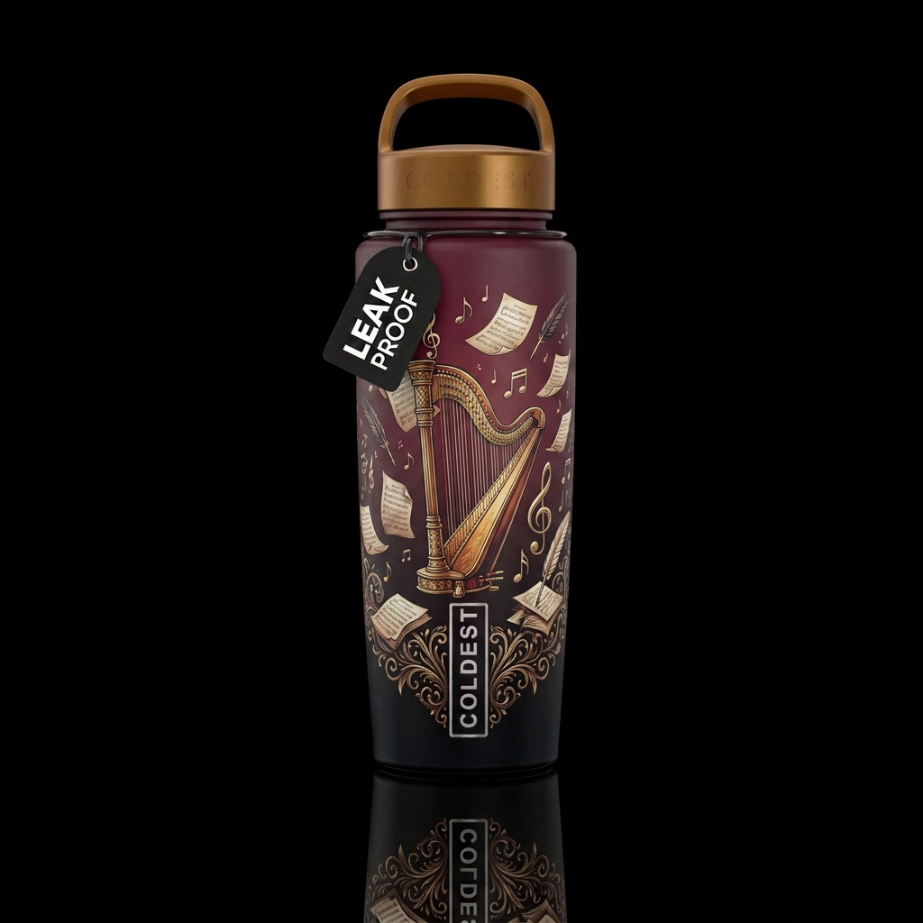Be Still My Harp water bottle design