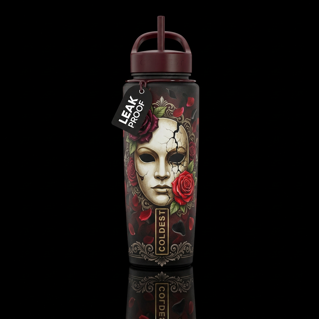 Shattered Mask water bottle design