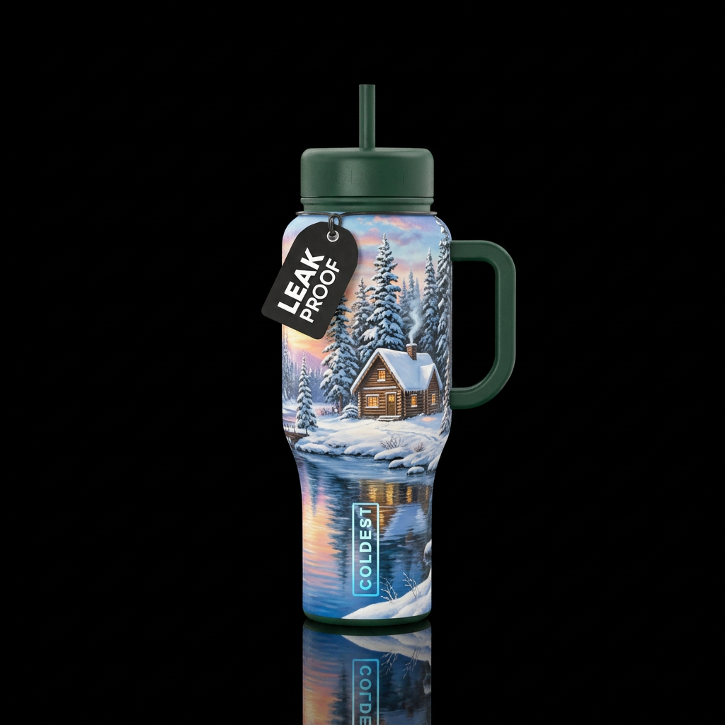 Winter peace water bottle design