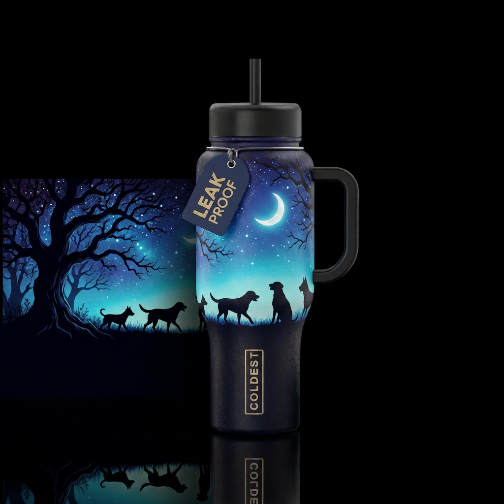 Night stroll water bottle design