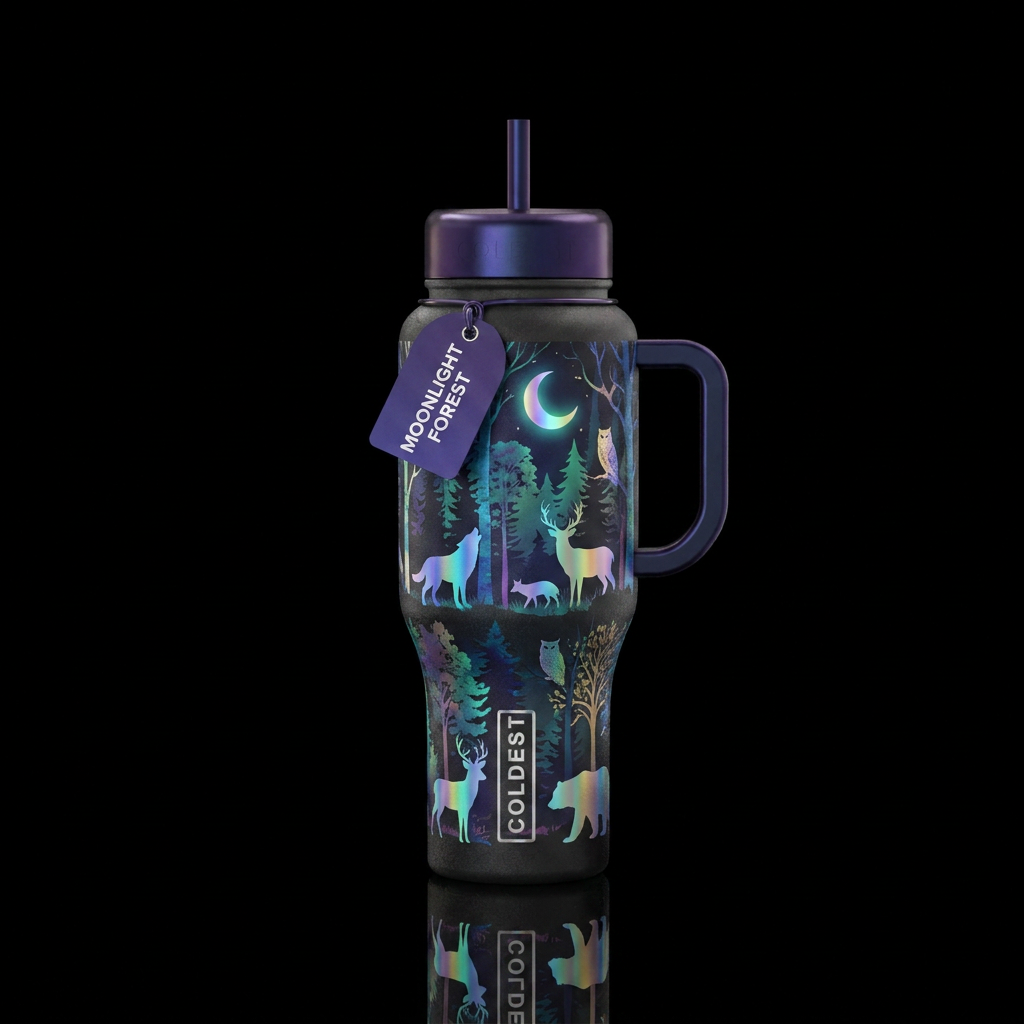 Shimmering Forest water bottle design