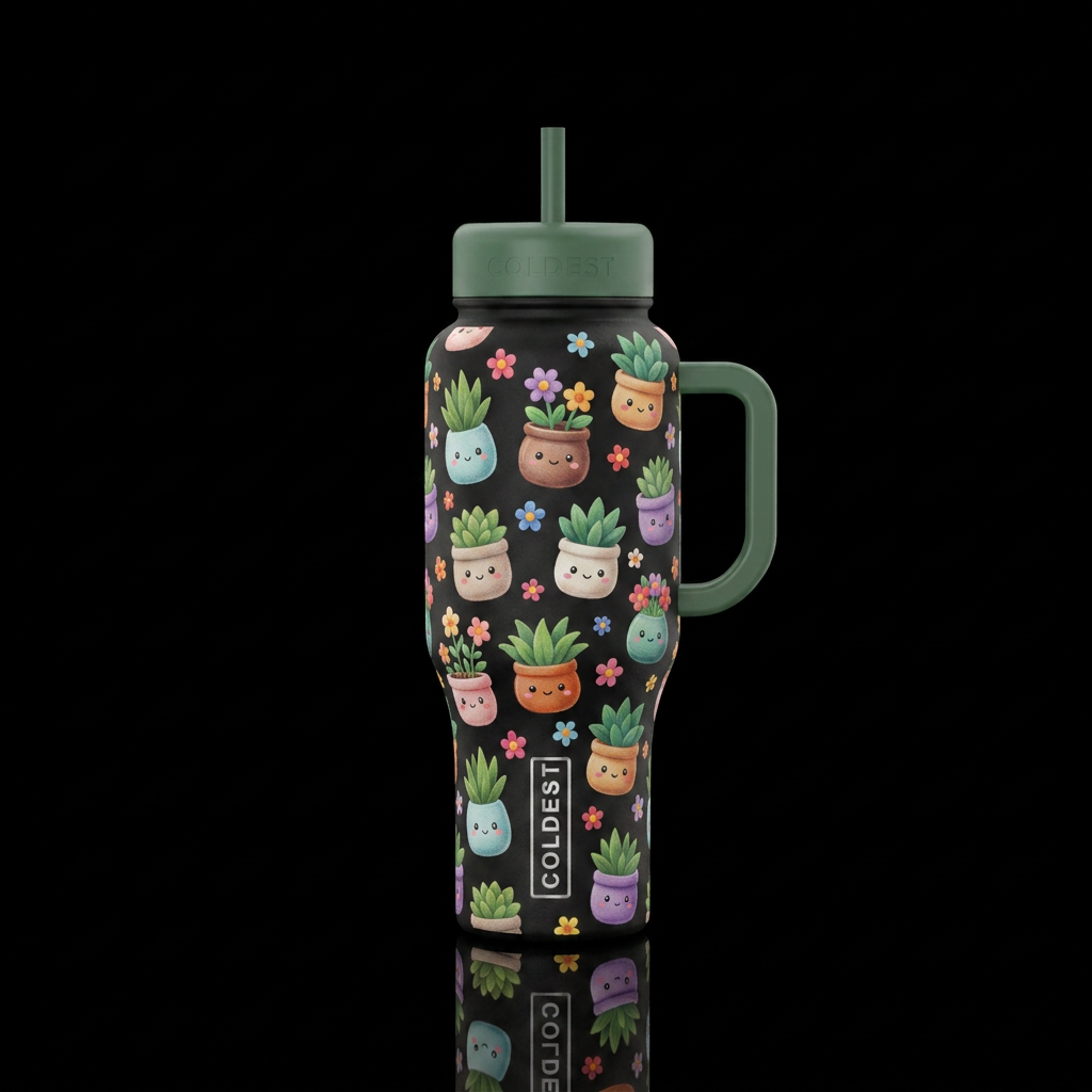 Happy plants water bottle design