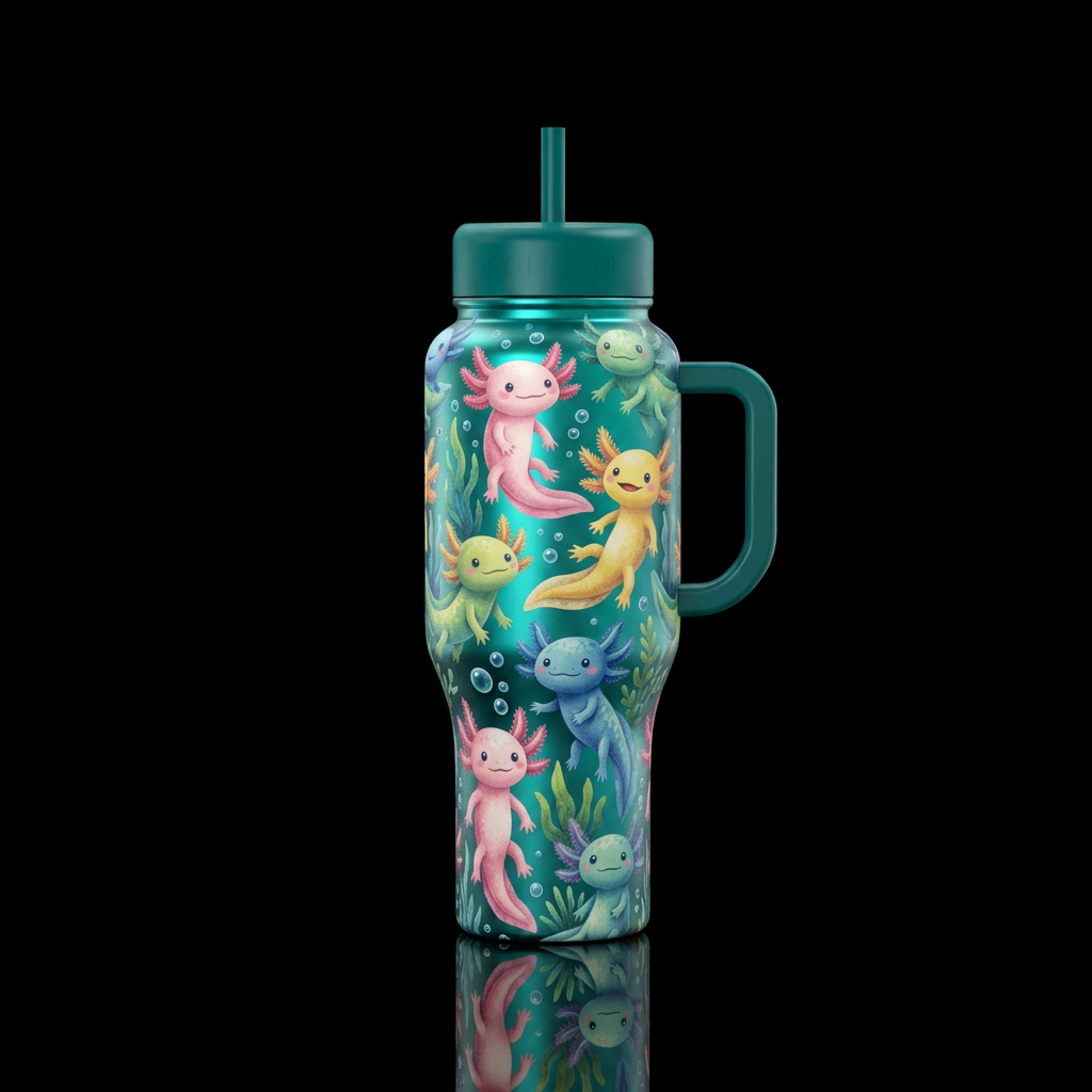 Axolotl water bottle design