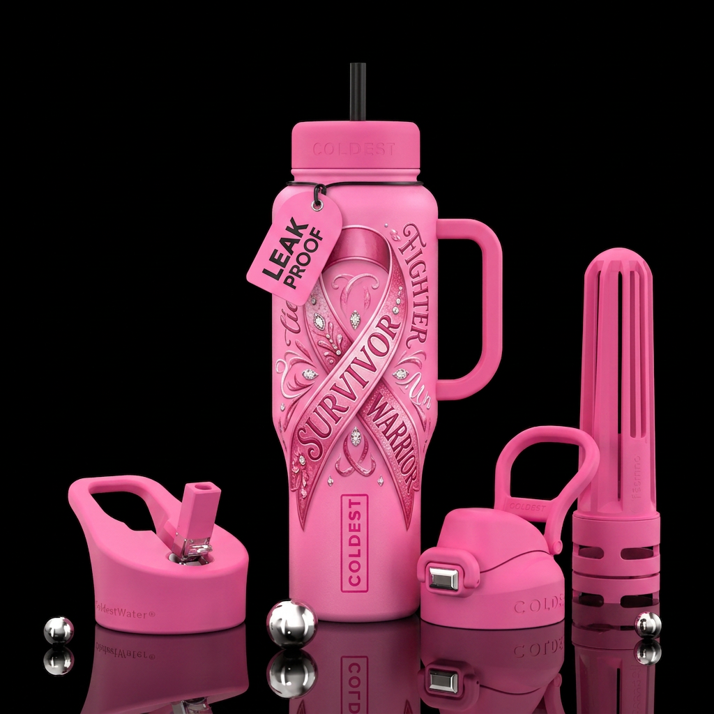 Breast Cancer Warrior water bottle design