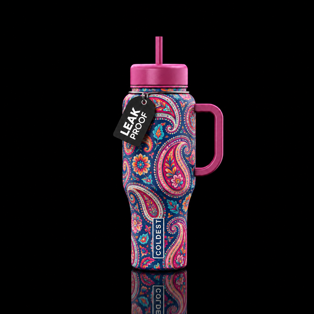 Pink Paisley water bottle design