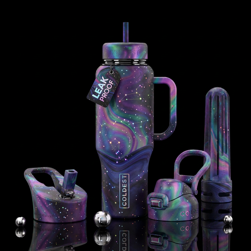 I'm laying in an open field at night, staring off ... water bottle design