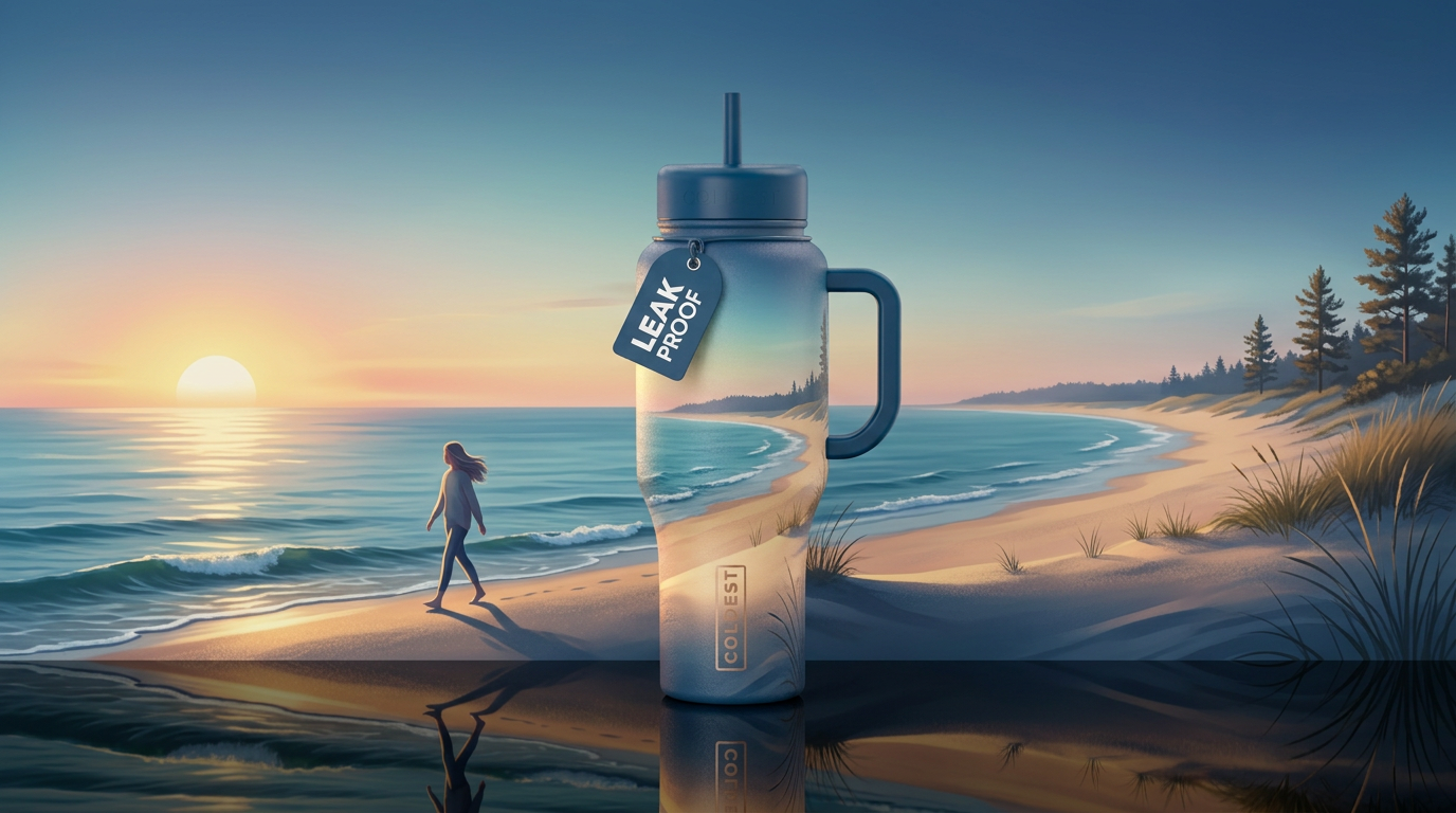 Sleeping, having a wonderful dream walking along l... water bottle design