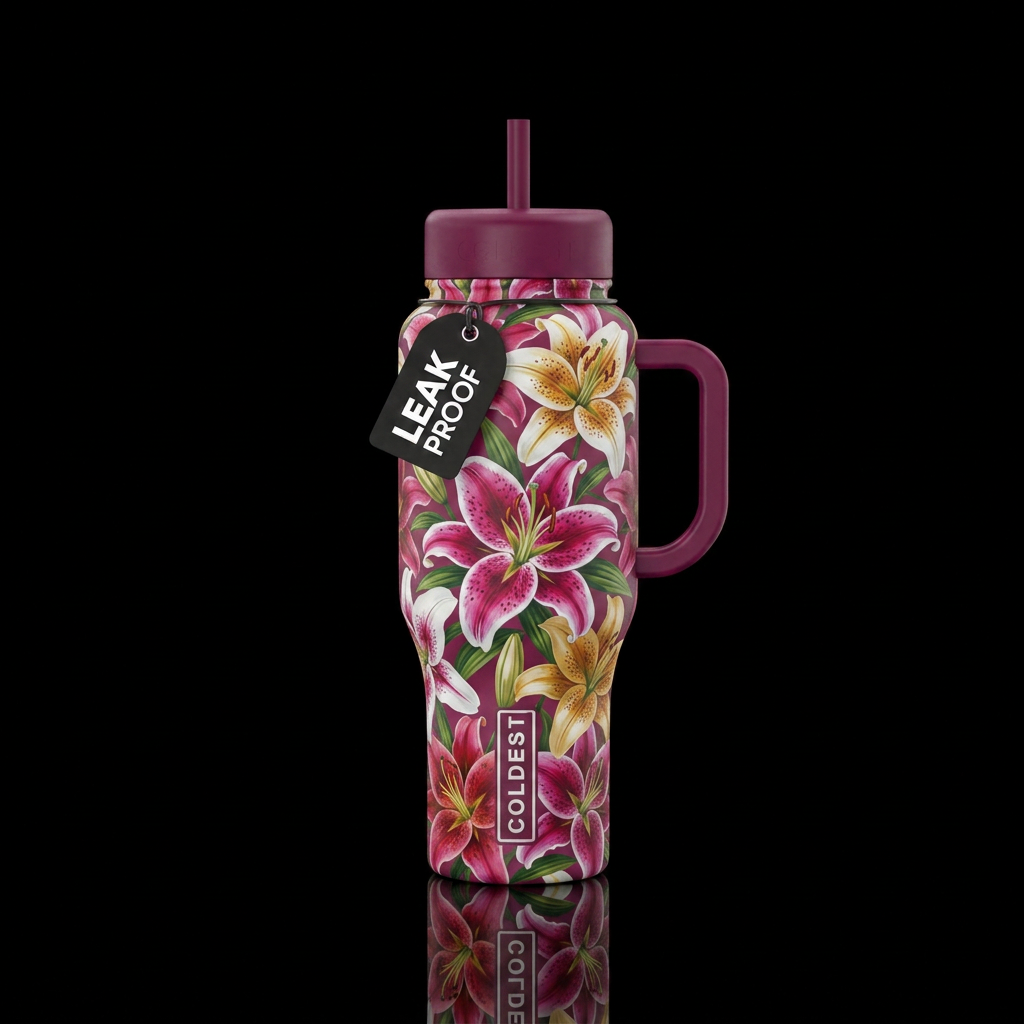 Stargaze lily with many prints available water bottle design