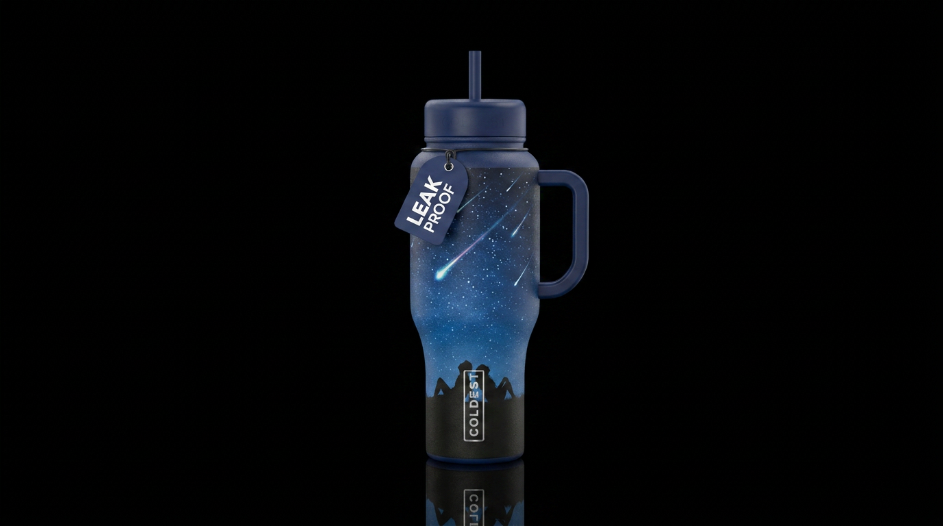 Laying outside on the ground staring at the stars,... water bottle design