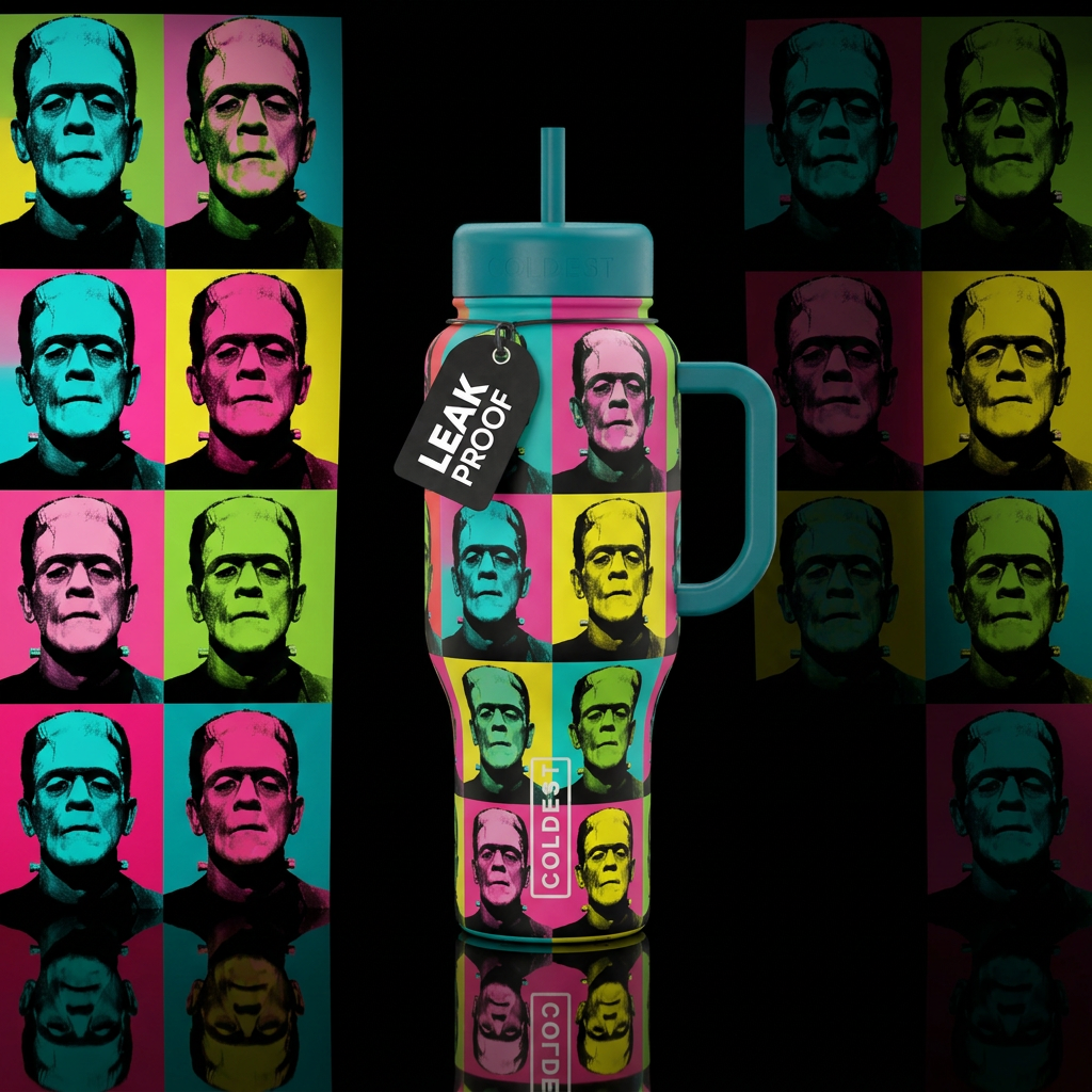 Frankensteins monster in the style of Andy Warhol ... water bottle design