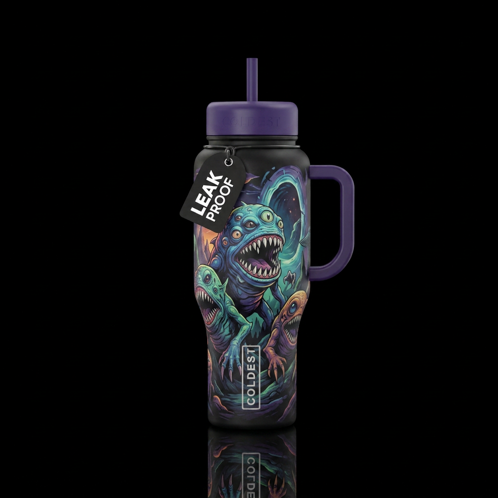 interdimensional beings have made there way to our... water bottle design