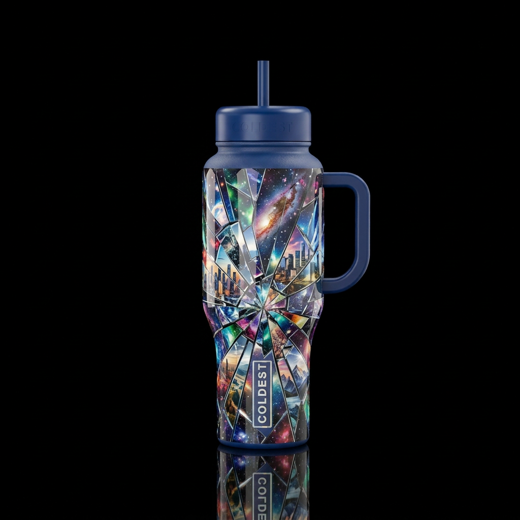 Reality shattered like glass and mirrors were brea... water bottle design