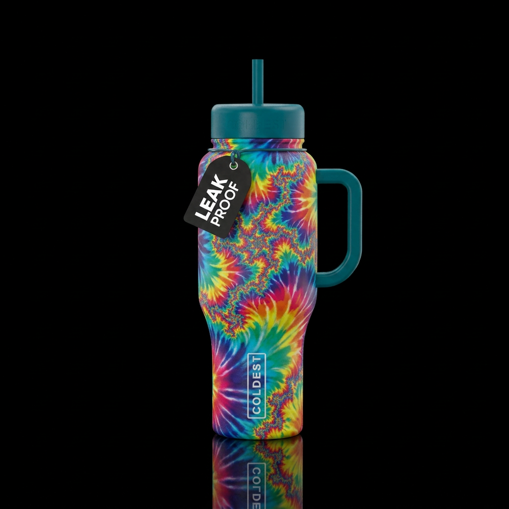 Traditional tie die design as a complex fractal pa... water bottle design