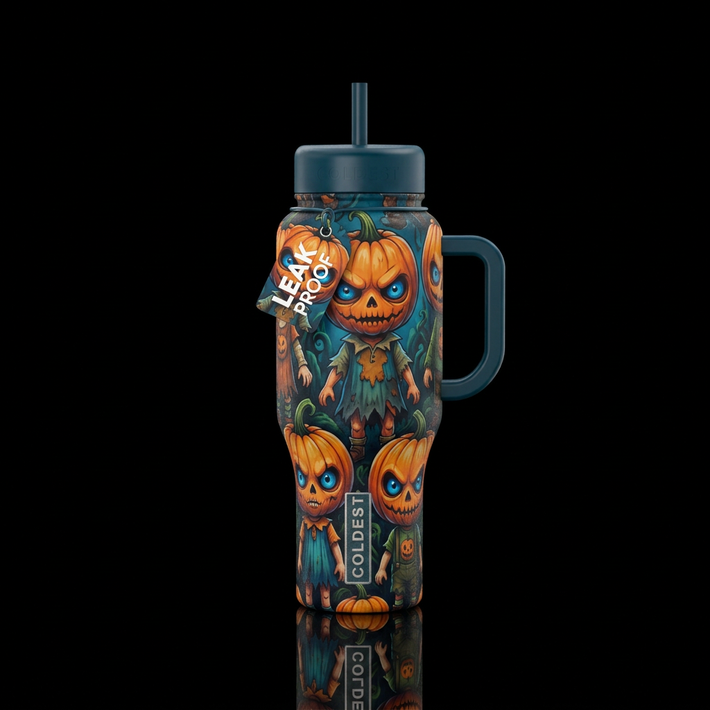 Blue eyed pumpkin patch kids. They're kinda creepy water bottle design