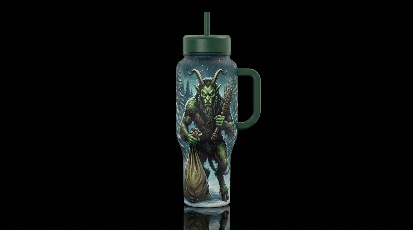 Tis the season for krampus. Santa likes to spoil t... water bottle design