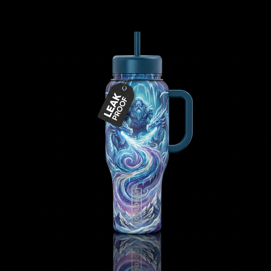 The frost giants and ice dragons are waking. The d... water bottle design