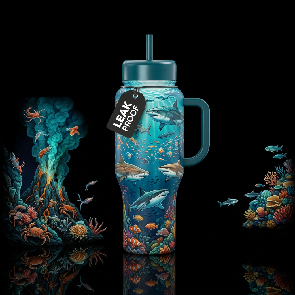 From tiger sharks to black tip reef sharks, the pl... water bottle design