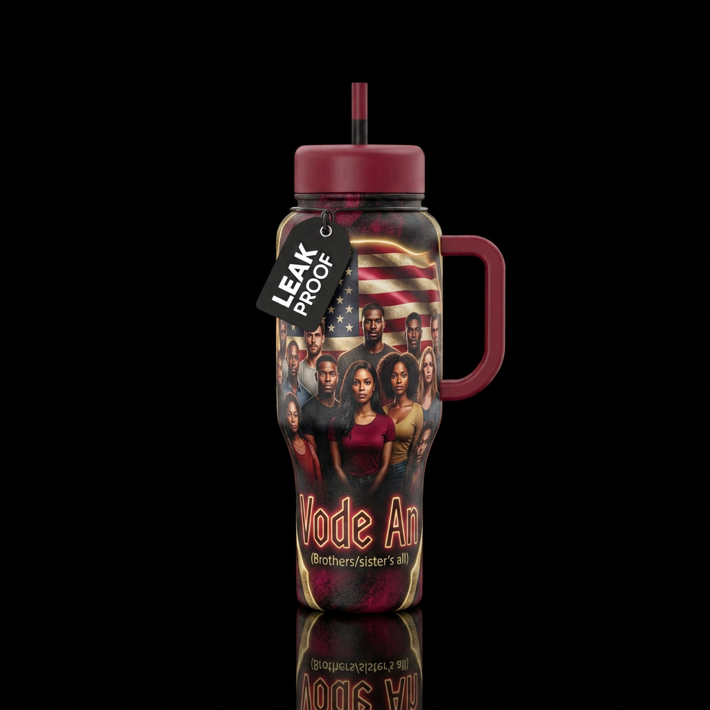 Vode An (Brothers/sister's all). Black, crimson, w... water bottle design