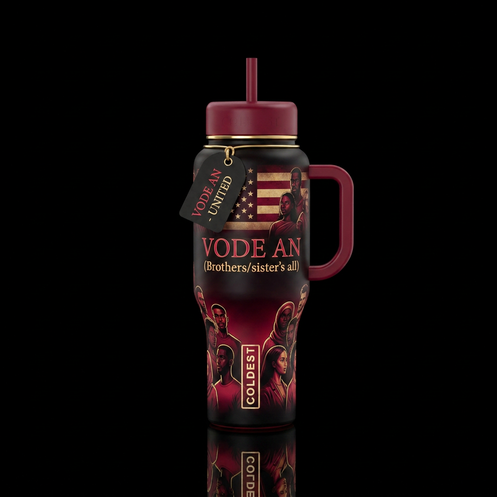 Vode An (Brothers/sister's all). Black, crimson, w... water bottle design