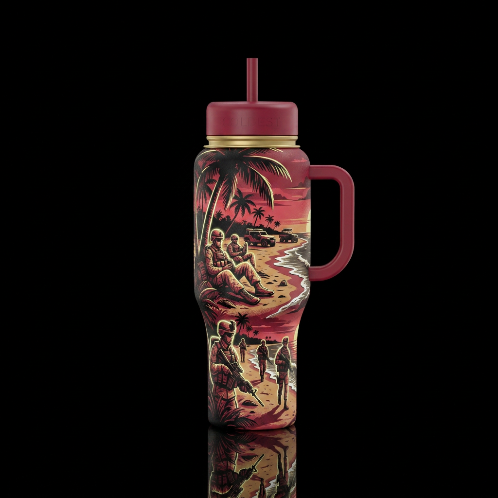 Warriors/soldiers watching, patrolling, enjoying t... water bottle design