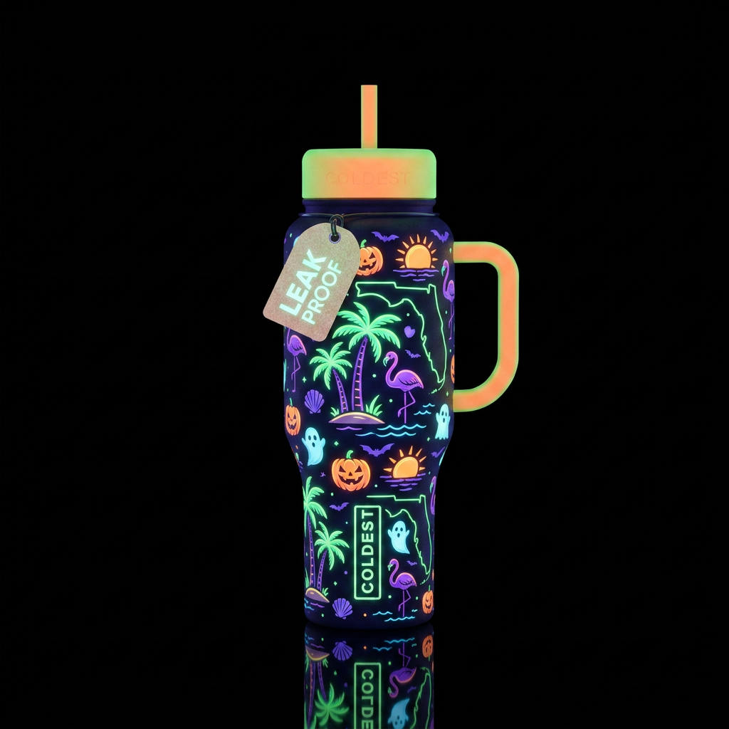 Halloween Florida vacation glow in the dark water bottle design