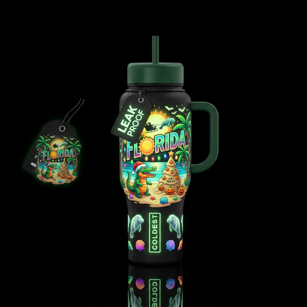 Halloween and Christmas vacation in Florida togeth... water bottle design
