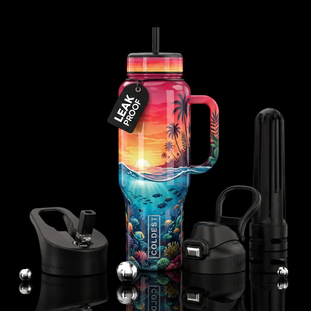Colorful Oasis water bottle design