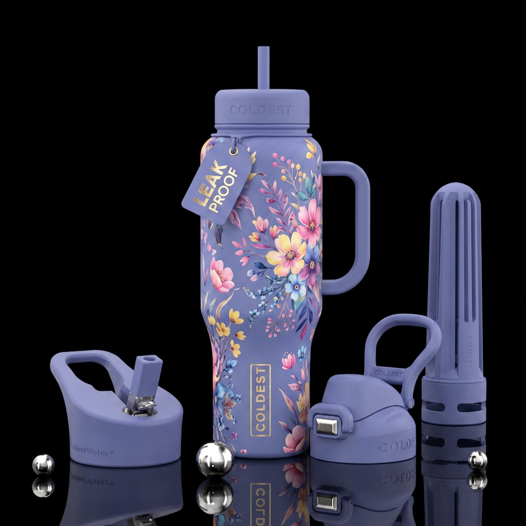 Purple Floral water bottle design
