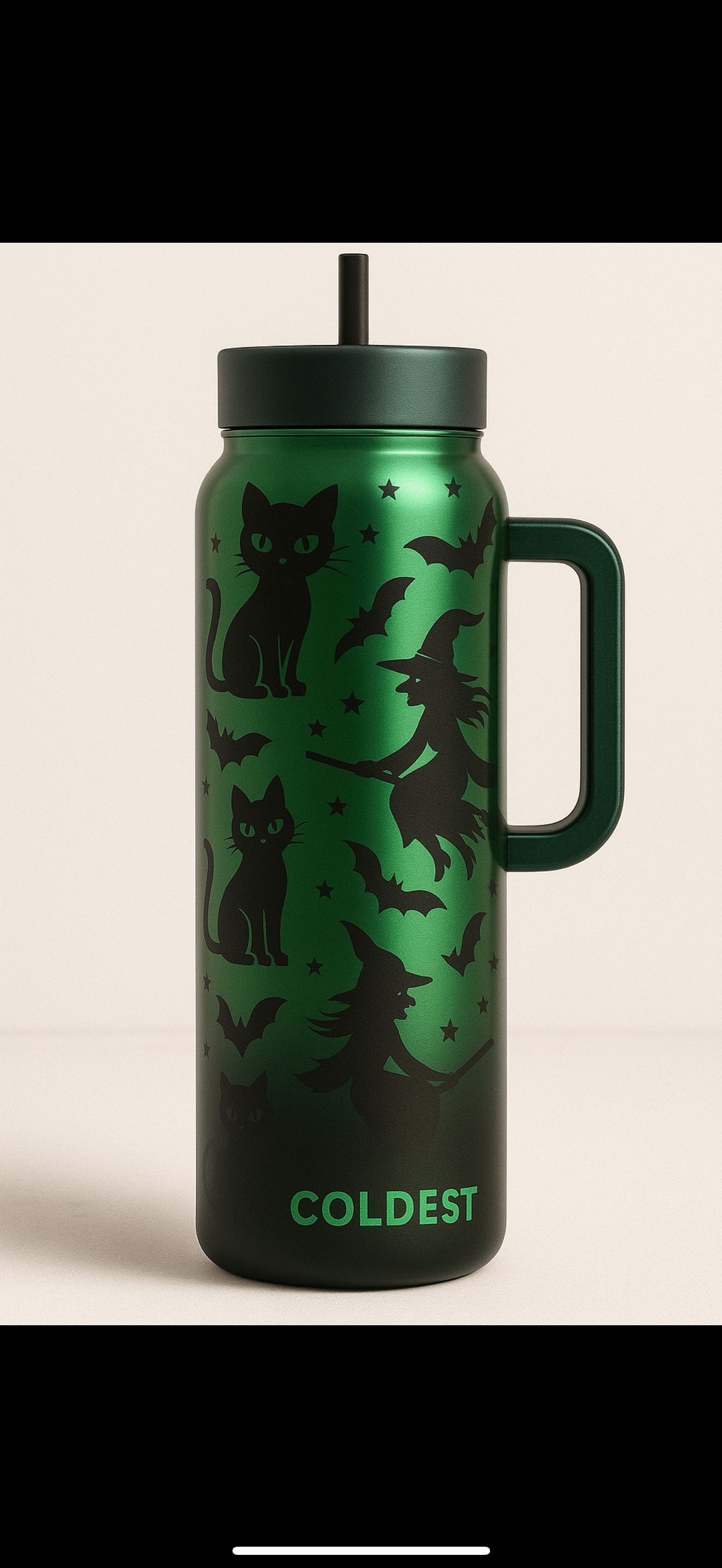 Cats bats and witches 3 water bottle design