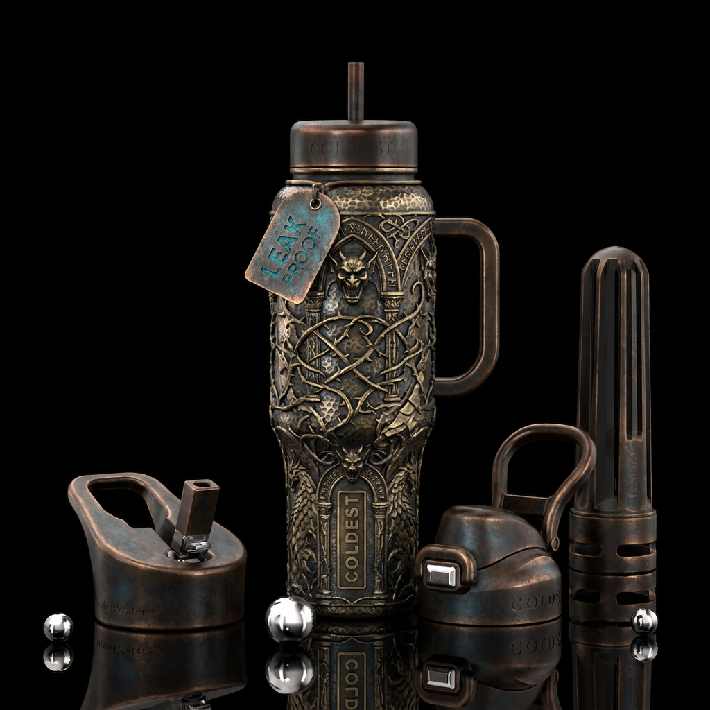 rustic,, gothic, fantasy water bottle design