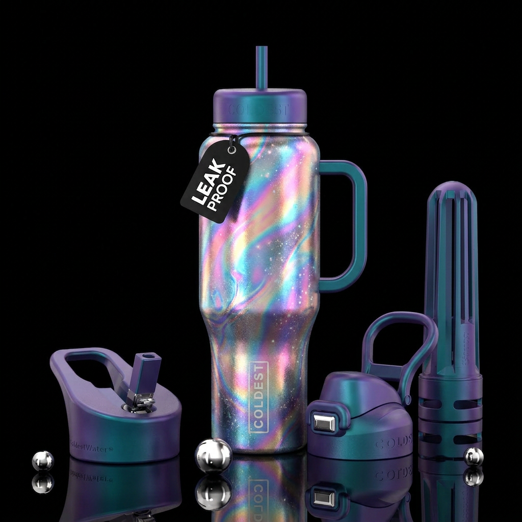 aurora, fairy tale, hologram water bottle design